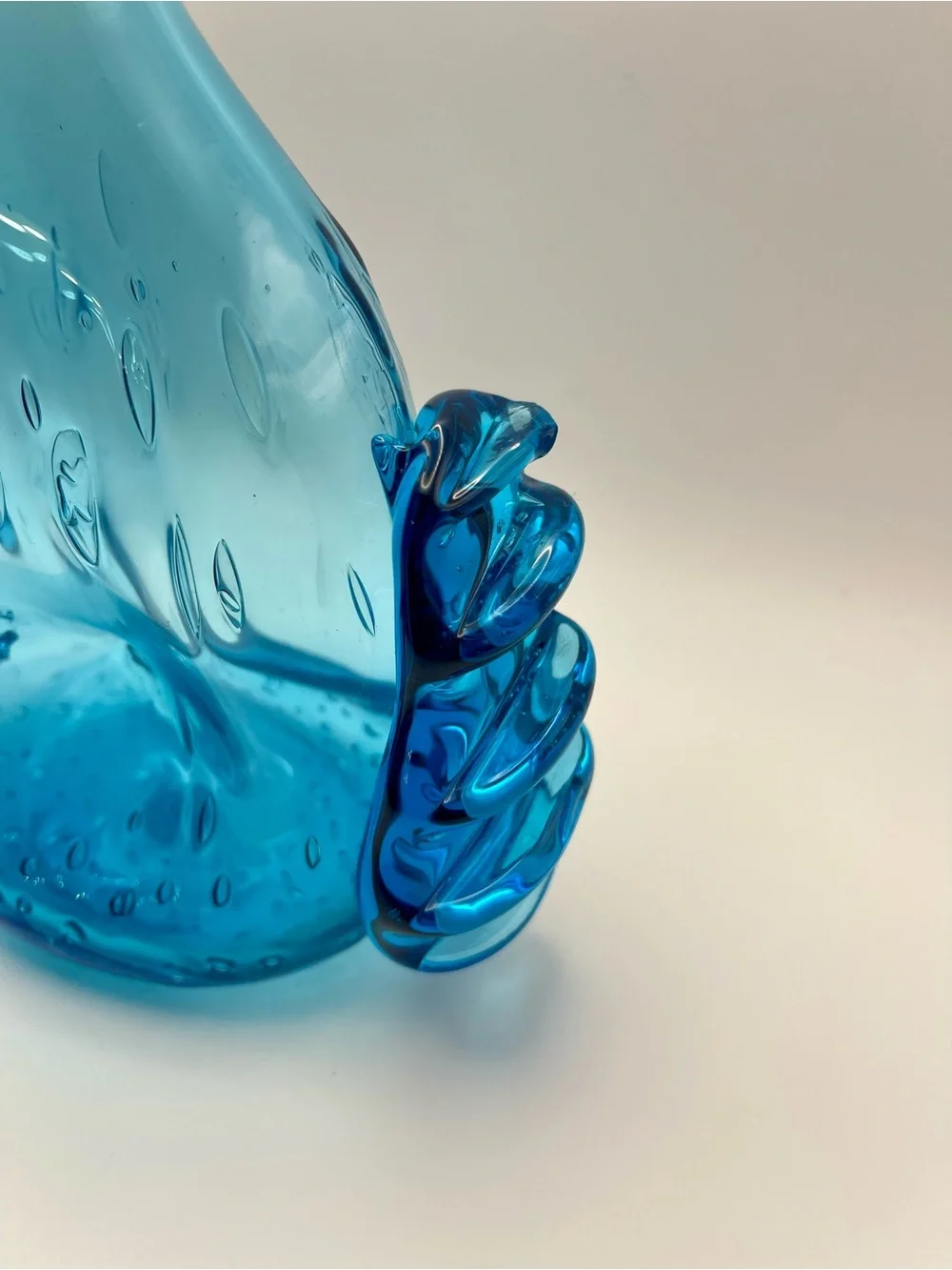 Murano Style MCM Handblown Blue Glass Art Vase 8”